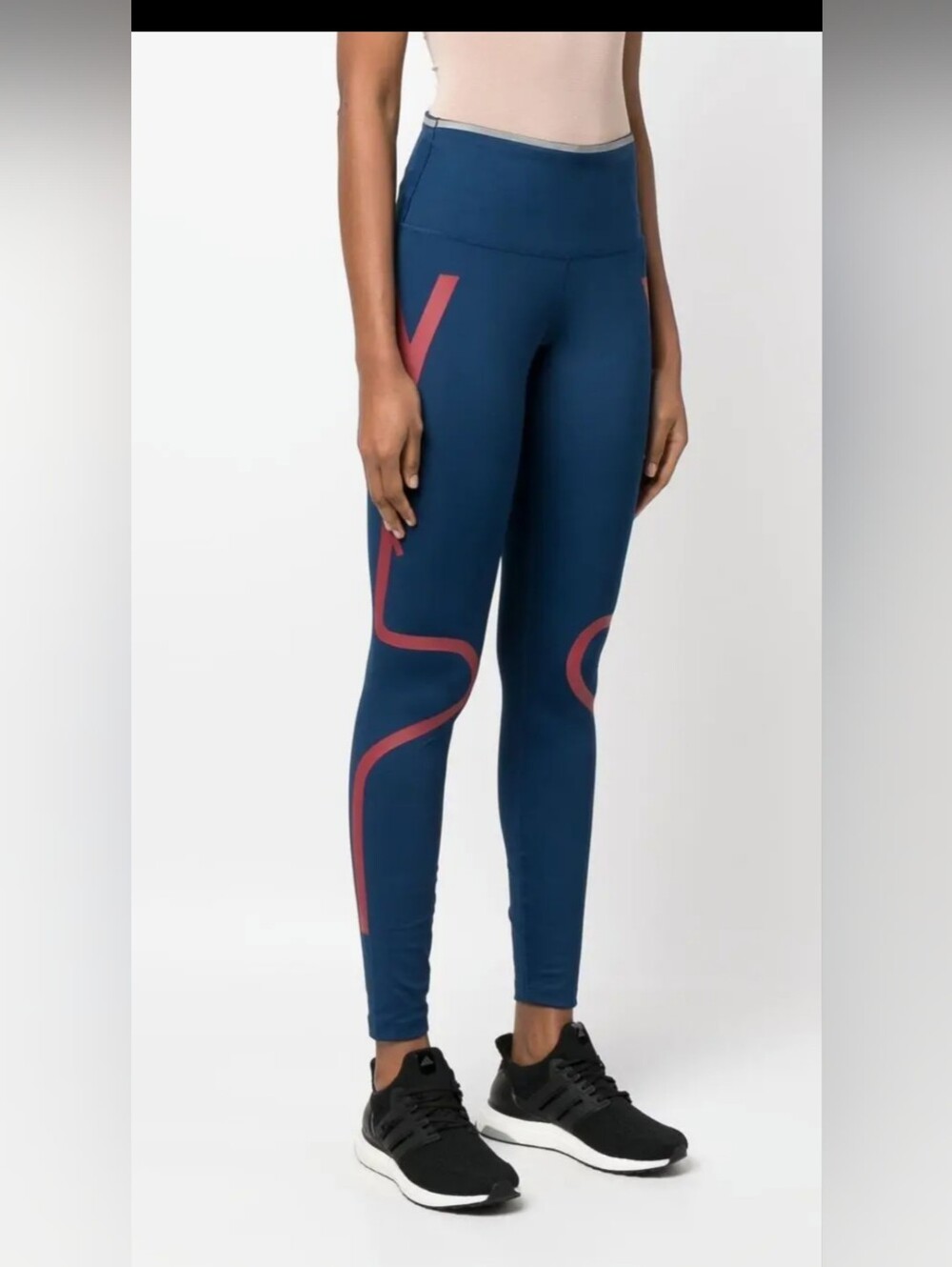 Adidas by Stella McCartney Navy Leggings with Red Graphic Trim